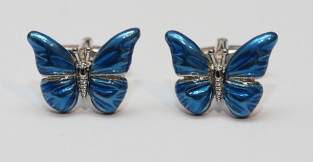 Mansjettknapper med blå sommerfugl