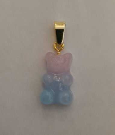 Tutti-Frutti Charm - lys lilla/lys blå gjennomfarget med glitter og gullfarget hempe