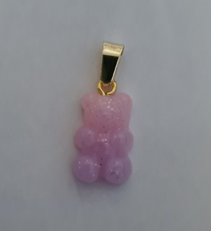 Tutti-Frutti Charm - lyserosa/lys lilla gjennomfarget med glitter og gullfarget hempe
