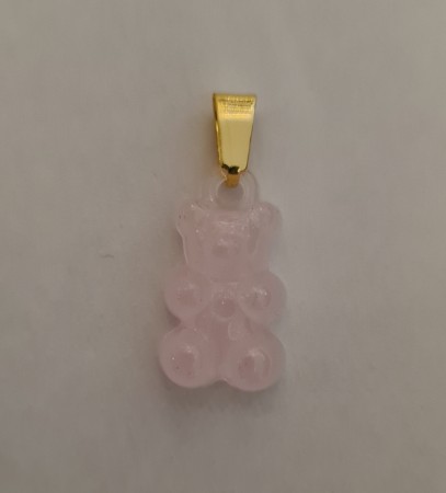 Tutti-Frutti Charm - dus rosa skimmer gjennomsiktig med gullfarget hempe