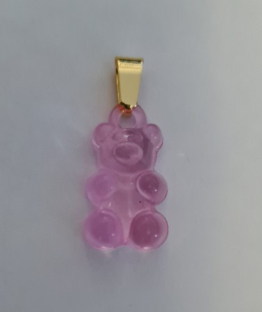 Tutti-Frutti Charm - rosa gjennomsiktig med gullfarget hempe
